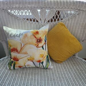 C&F Home Yellow "Poppy" Flowers Throw Pillow 18" x 18" Plus Coordinating Pillow